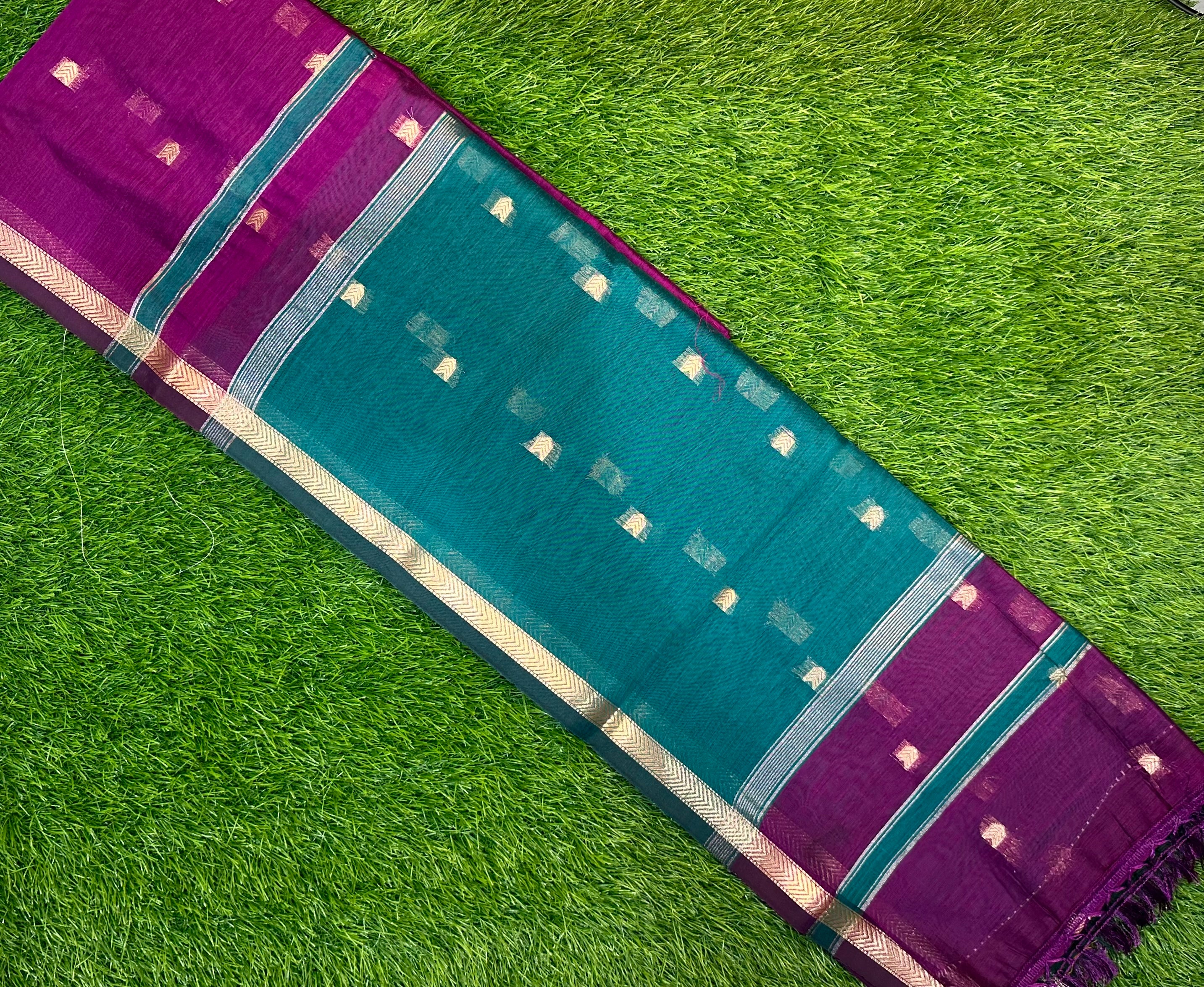 Maheshwari Cotton ( Purple & peacock blue pallu )