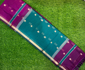 Maheshwari Cotton ( Purple & peacock blue pallu )