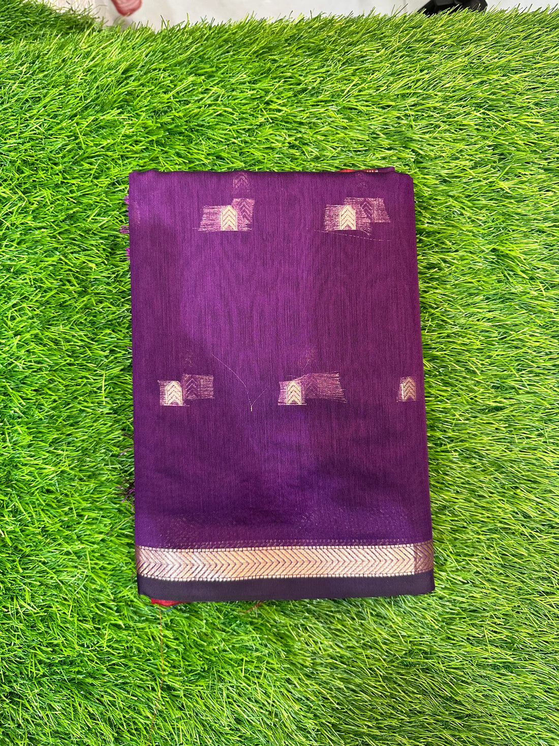 Maheshwari Cotton ( Purple with Maroon pallu )