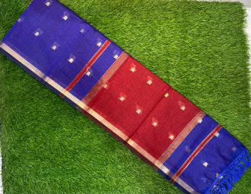Maheshwari Cotton ( Royal blue with deep red pallu )