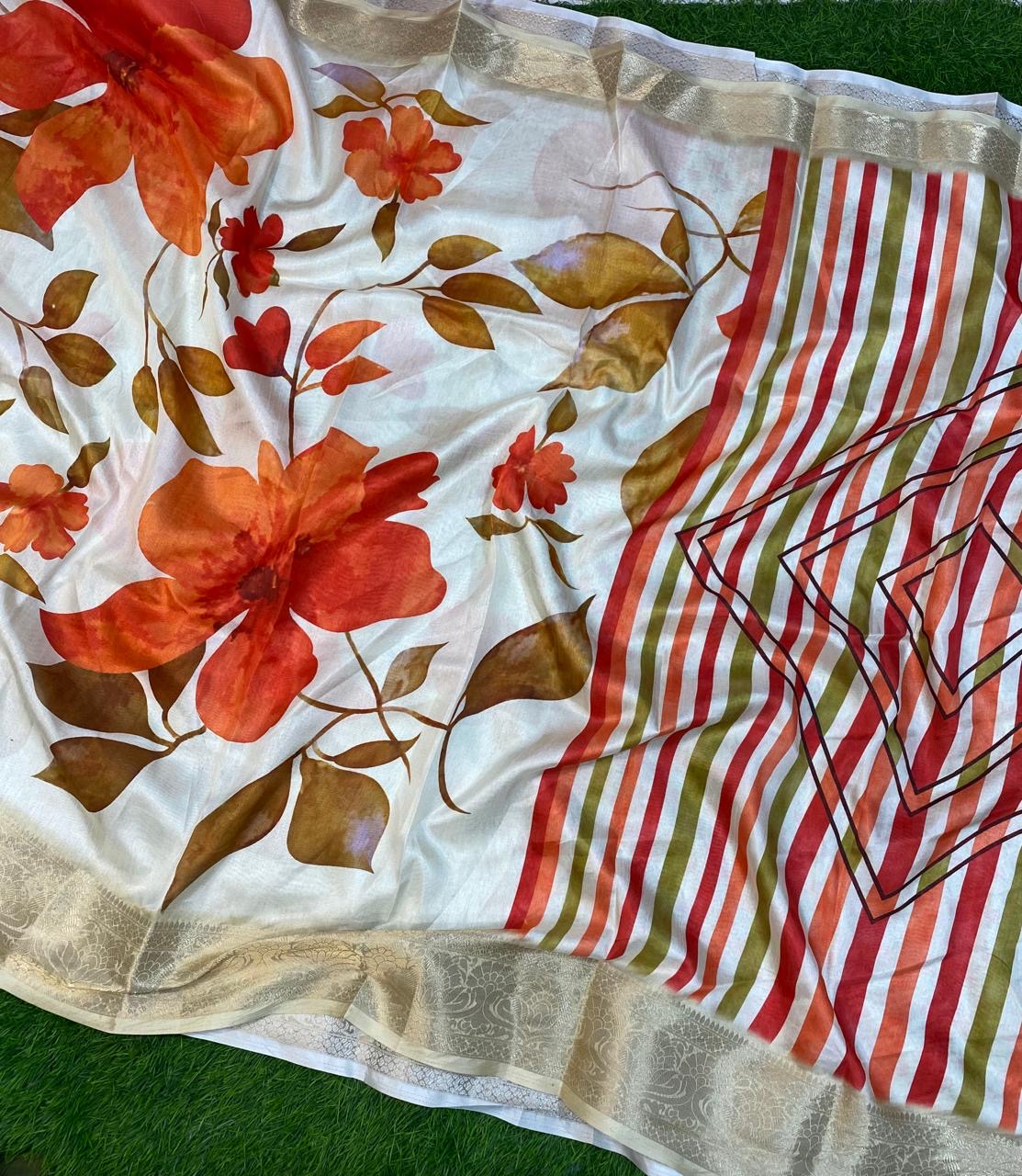 Off White Flora Dola Silk