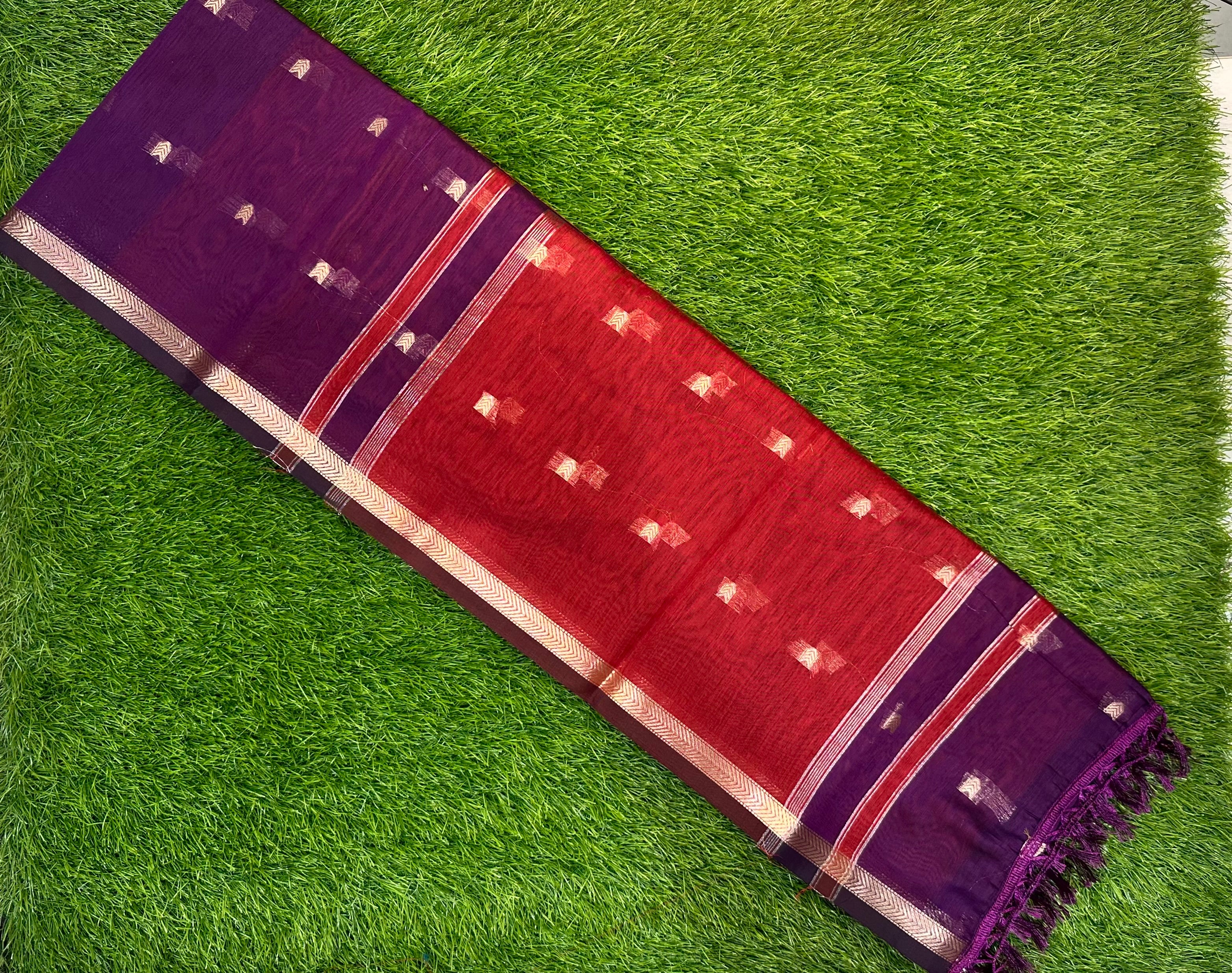 Maheshwari Cotton ( Purple with Maroon pallu )