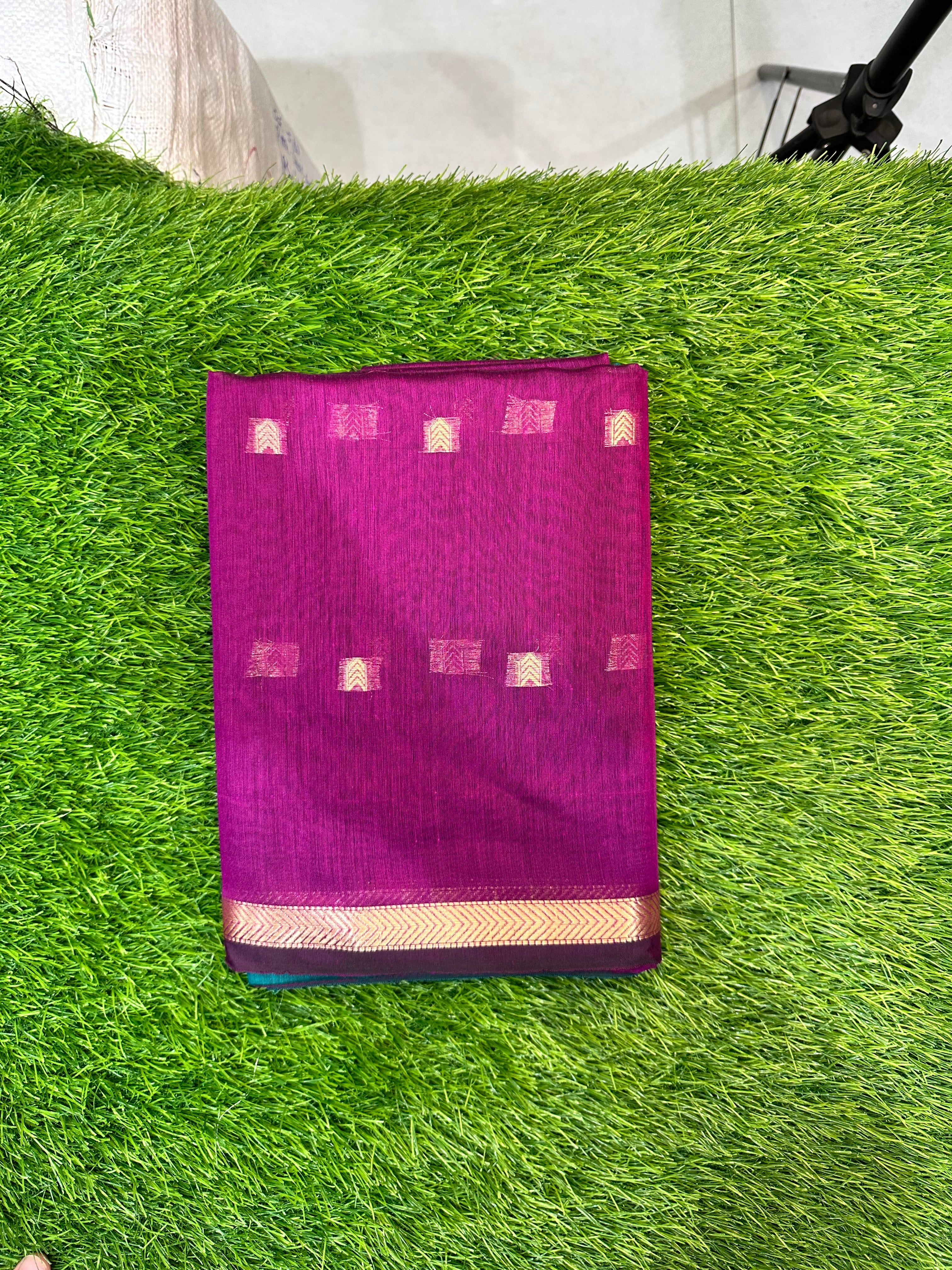 Maheshwari Cotton ( Purple & peacock blue pallu )