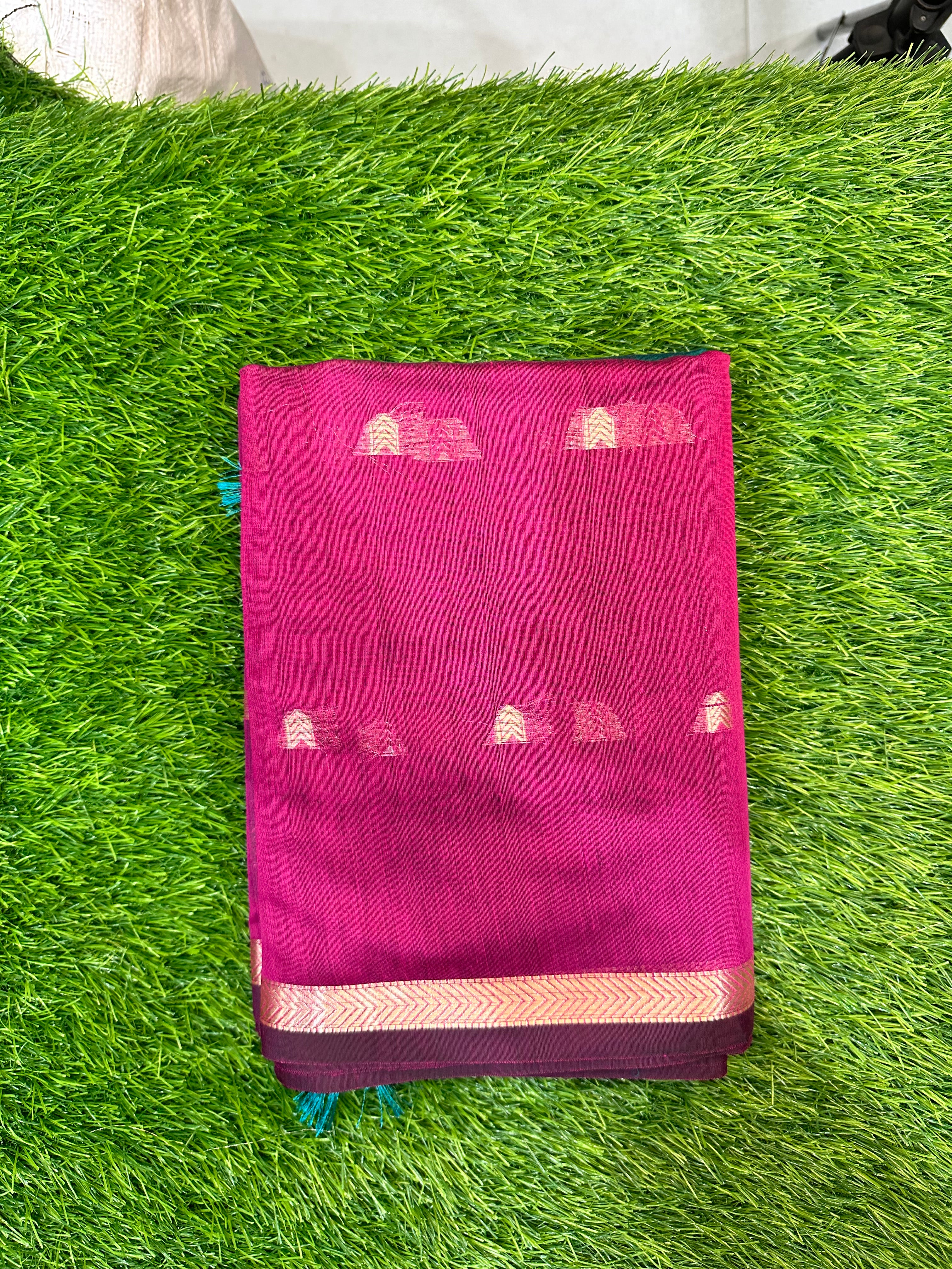 Maheshwari Cotton ( Rani Pink with Bottle green pallu )