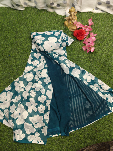 PECOCK BLUE GEORGETTE SAREE