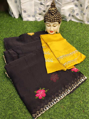 GEORGETTE SAREE WITH REAL MIRROR WORK