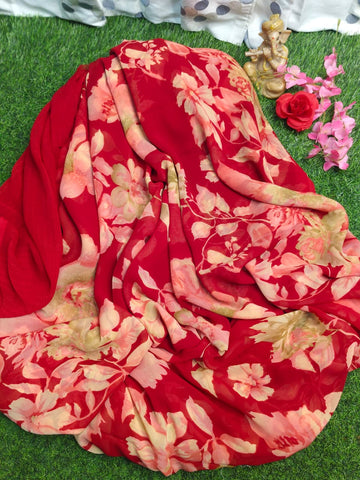 RED GEORGETTE SAREE