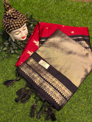 SELAM RED AND BLACK SAREE