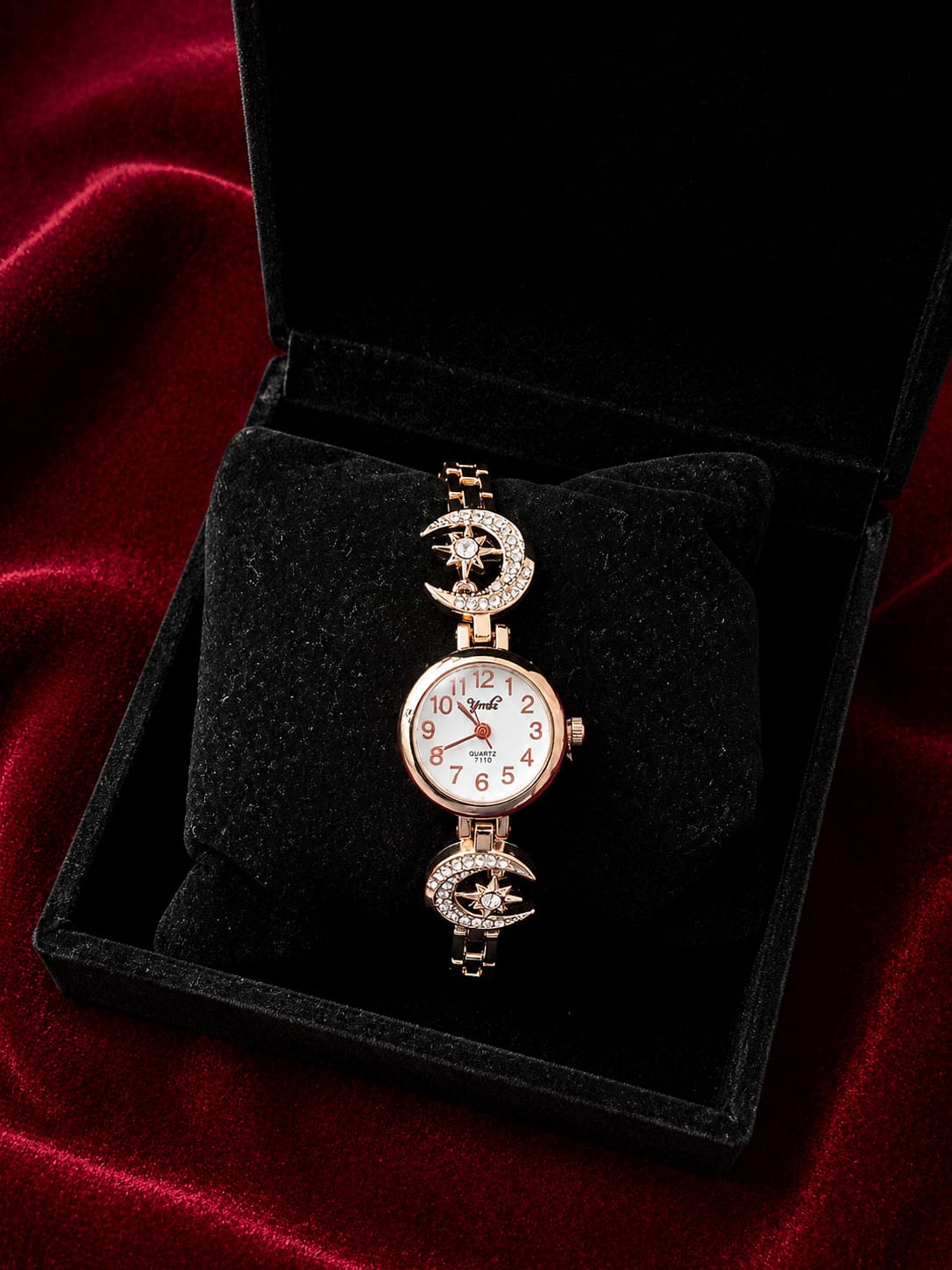 ELEGANT gold -tone womens crystal bracelet analog quartz wrist watch-9