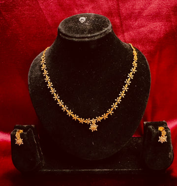 Elegant Floral Neckset with Matching Earrings