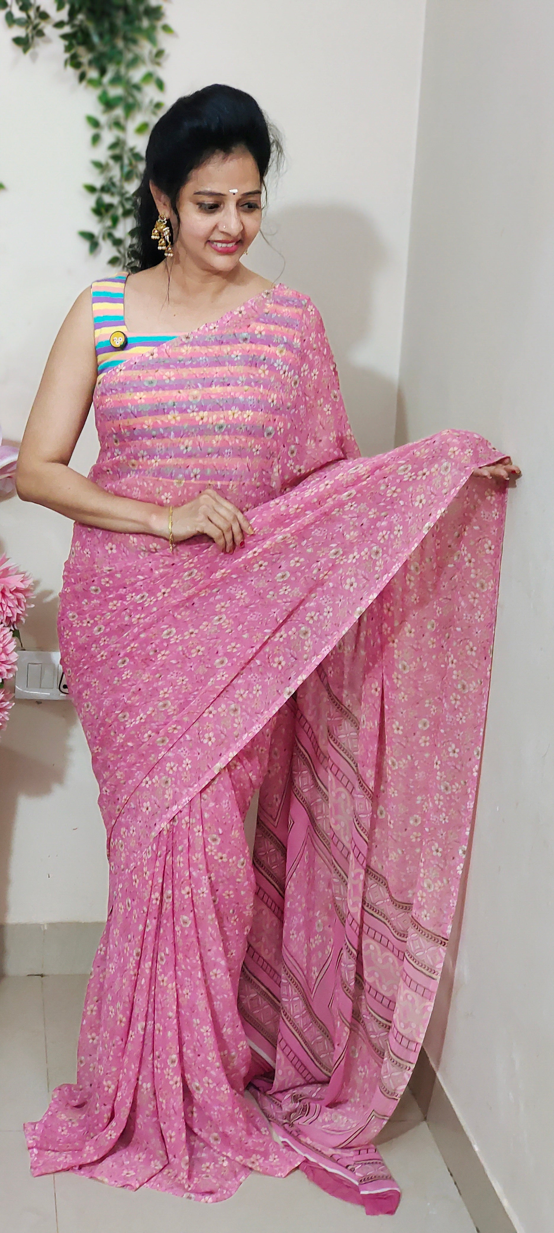 ONION PINK GEORGETTE SAREE