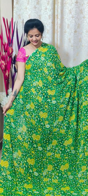 GREEN COLOUR GEORGETTE SAREE