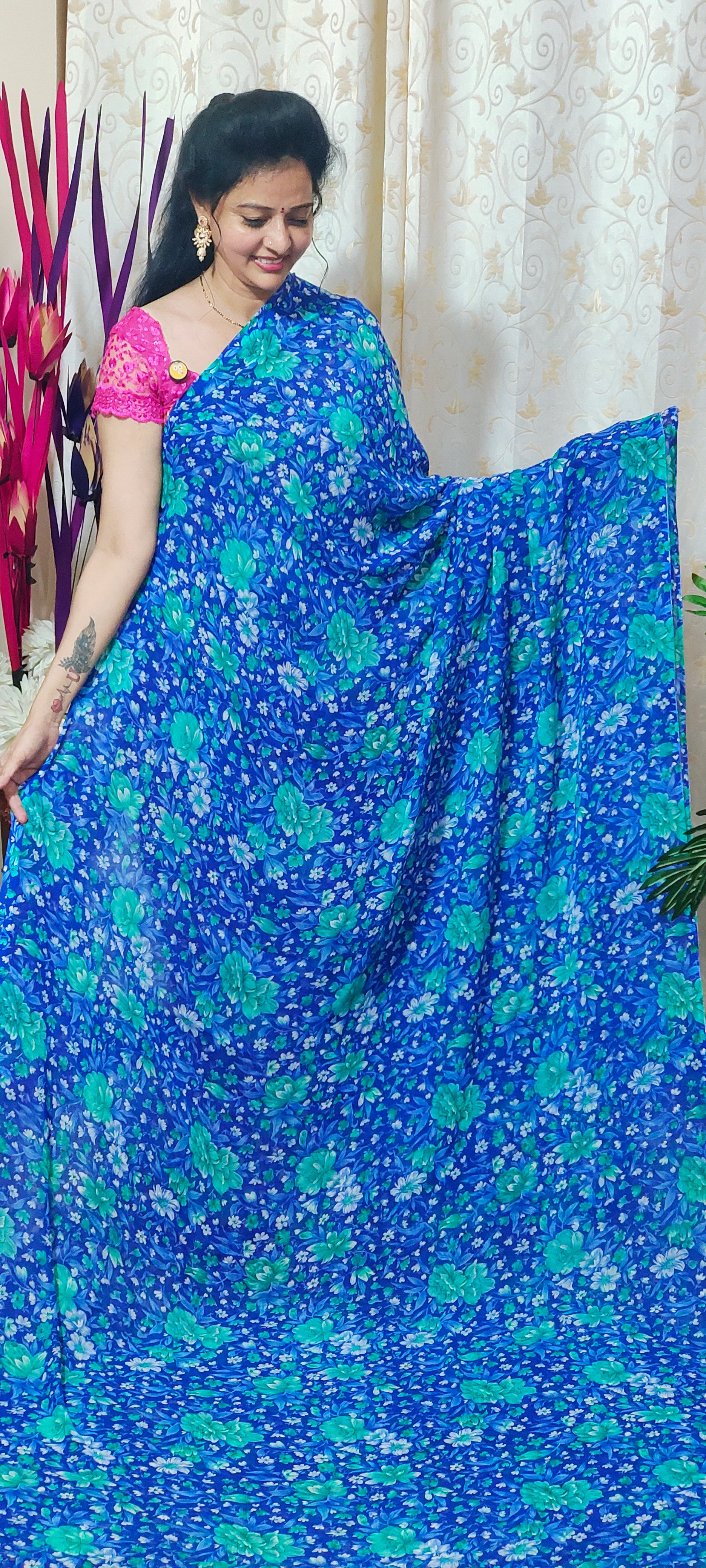 BLUE COLOUR GEORGETTE SAREE