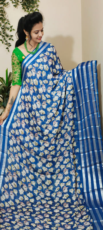 peocock blue colour saree