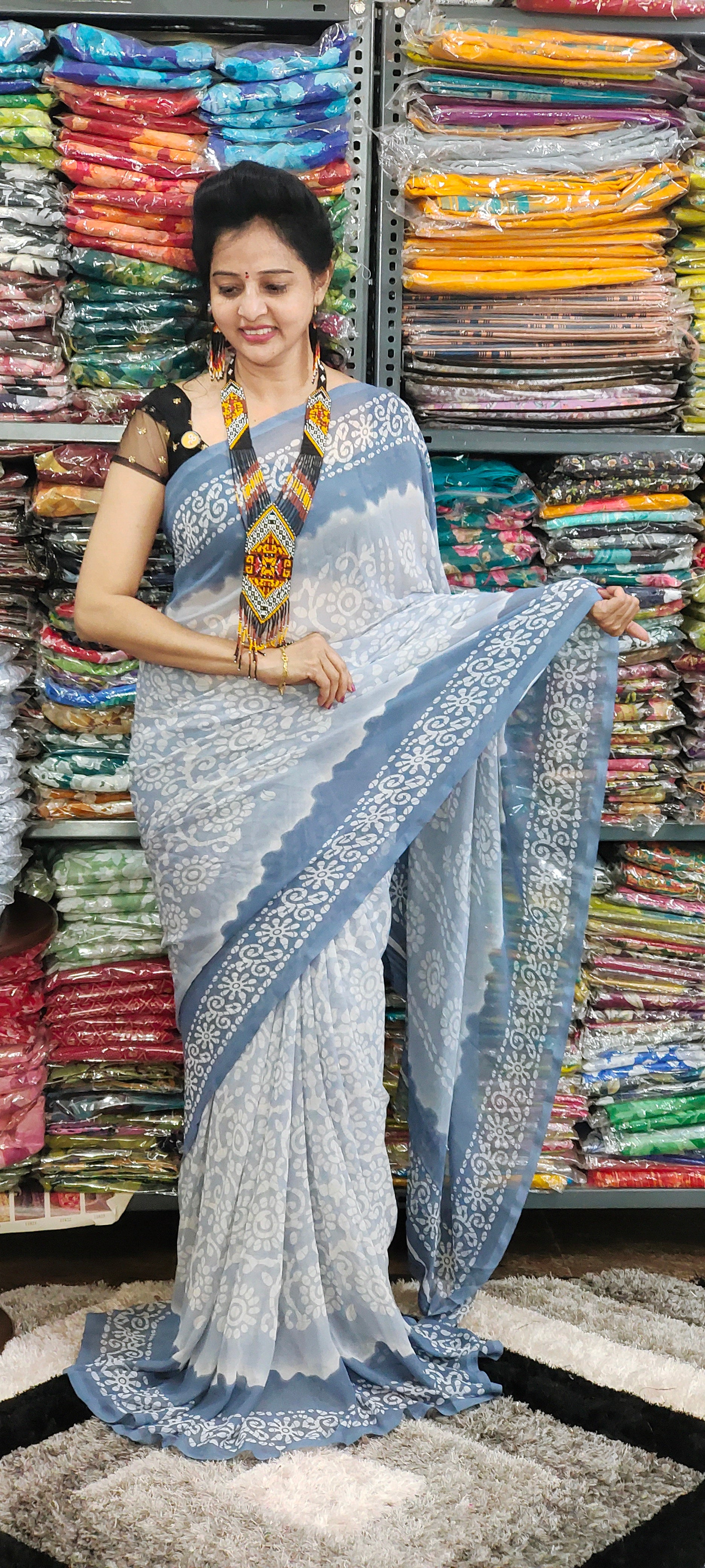 light cement colour saree