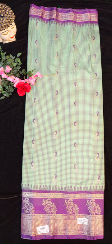 DARK PISTHA GREEN VINTAGE PATTU SAREE-6