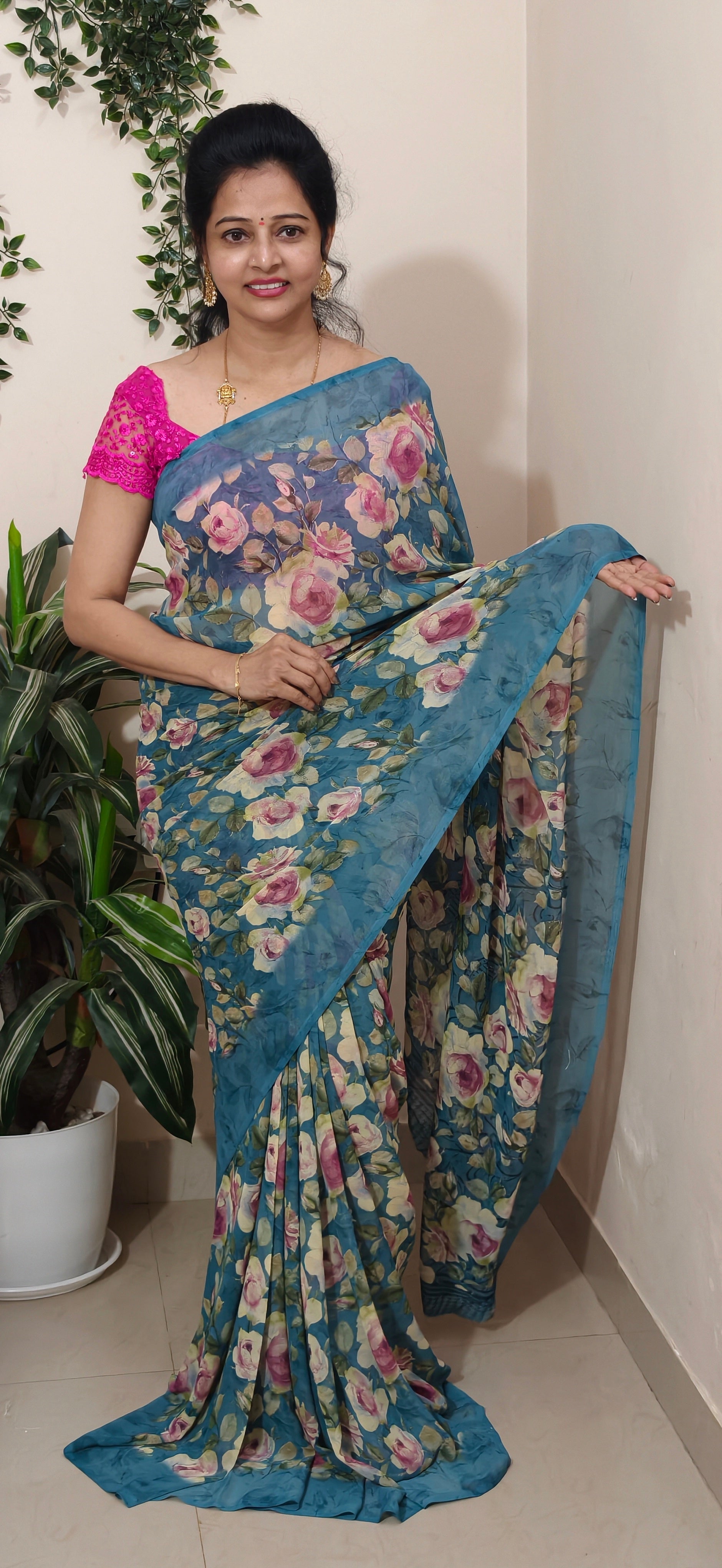 AQUA BLUE GEORGETTE SAREE