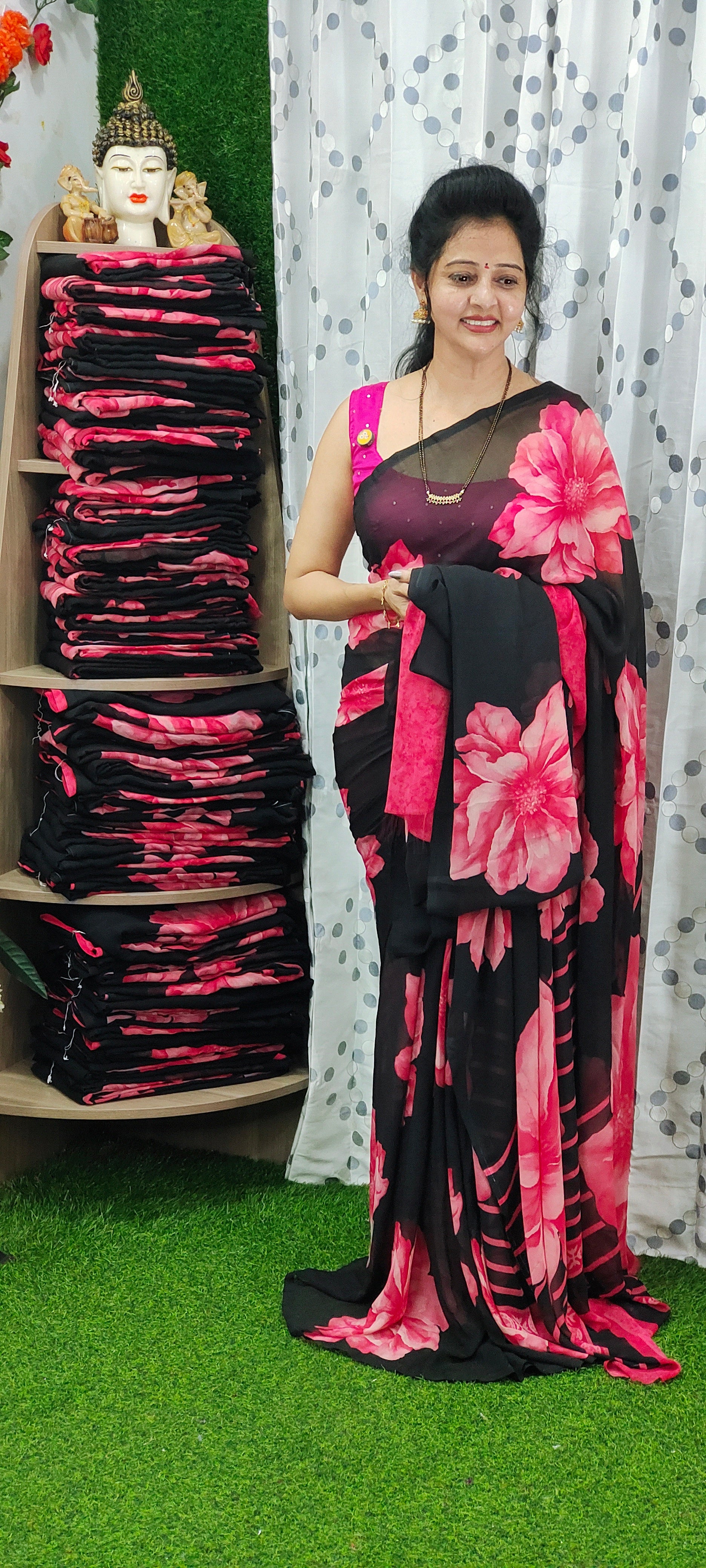 BLACK GEORGETTE SAREE