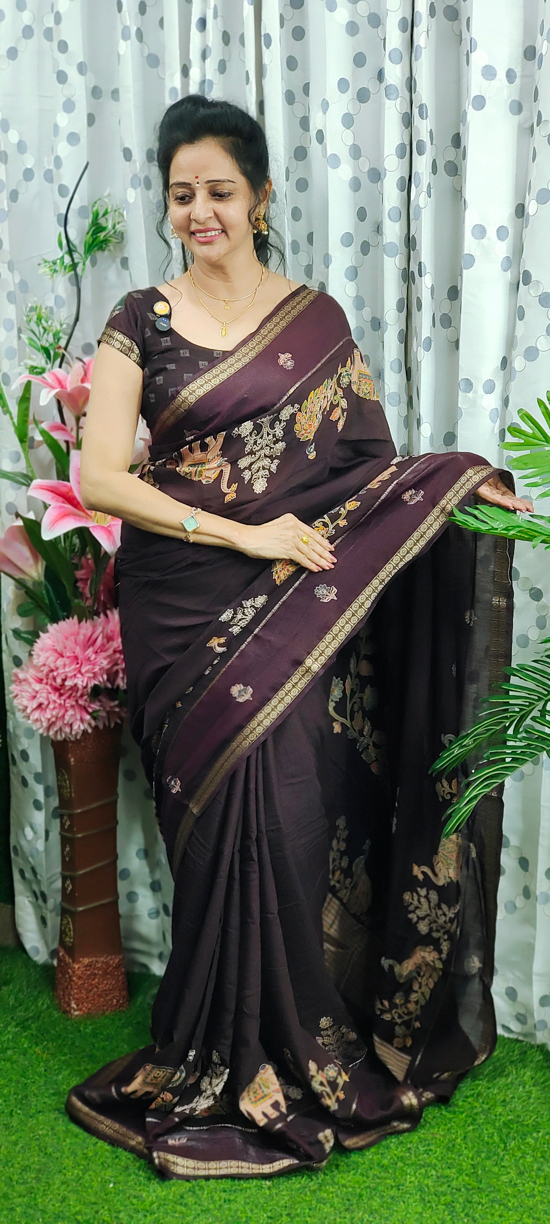 crape silk brown