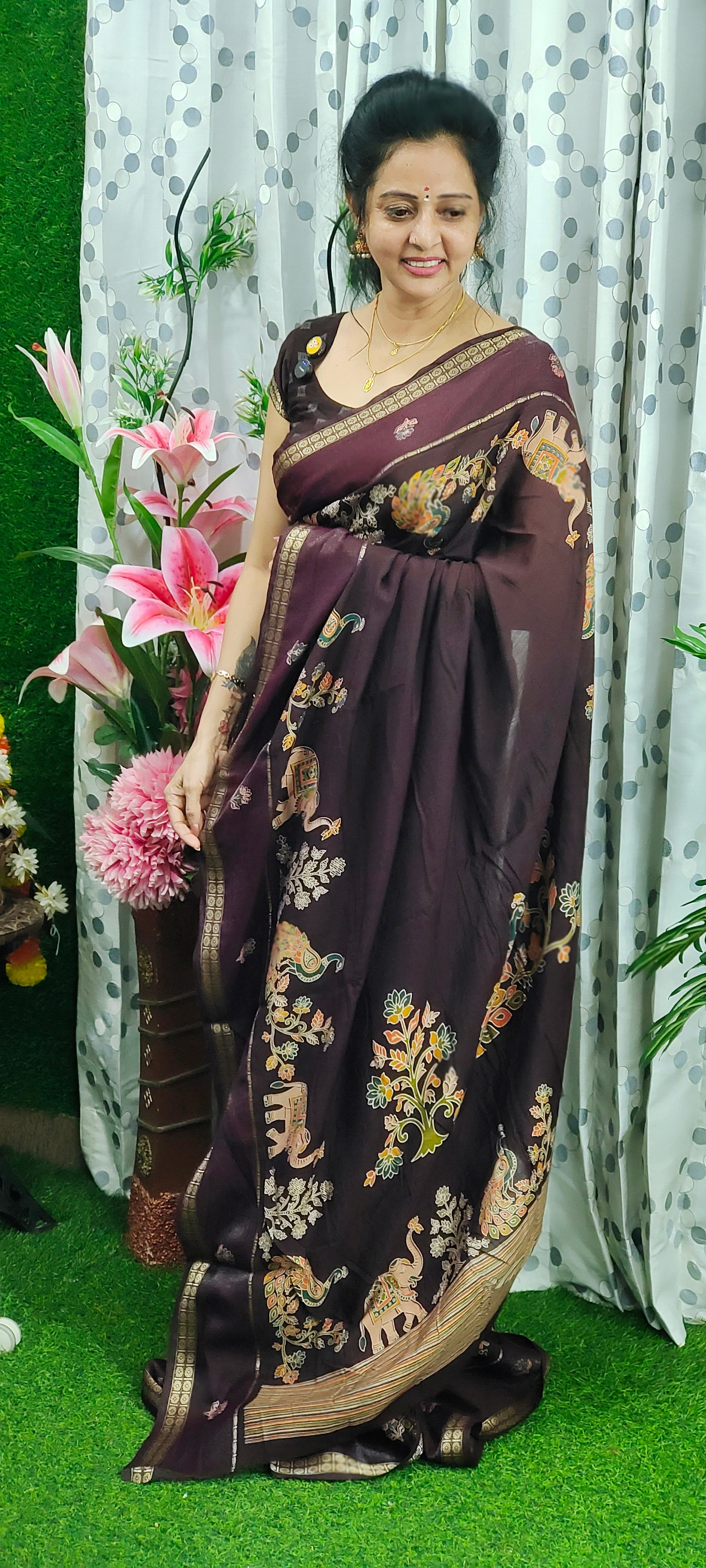 crape silk brown